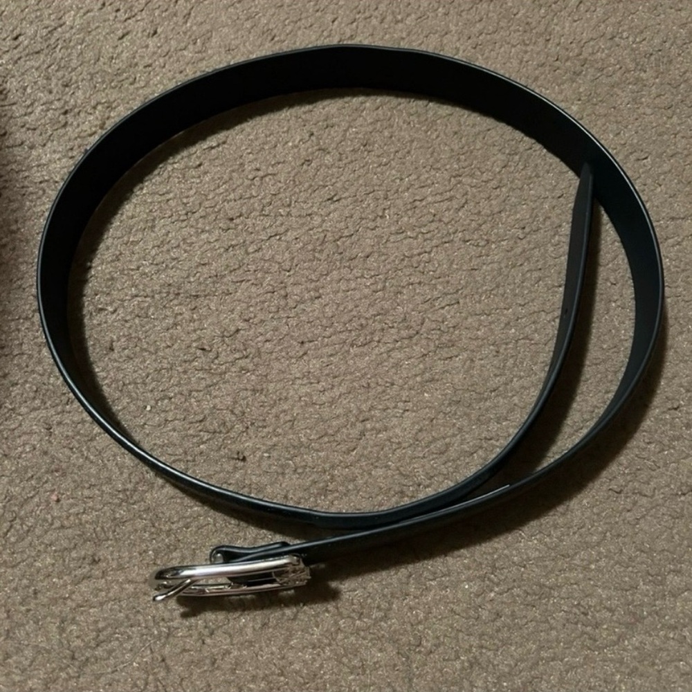 Calvin Klein Sleek Black Belt with Silver Buckle
